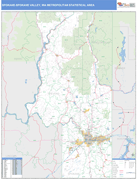 Spokane-Spokane Valley Metro Area Digital Map Basic Style